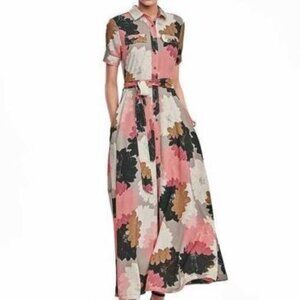 Banana Republic Floral Maxi Shirt Dress